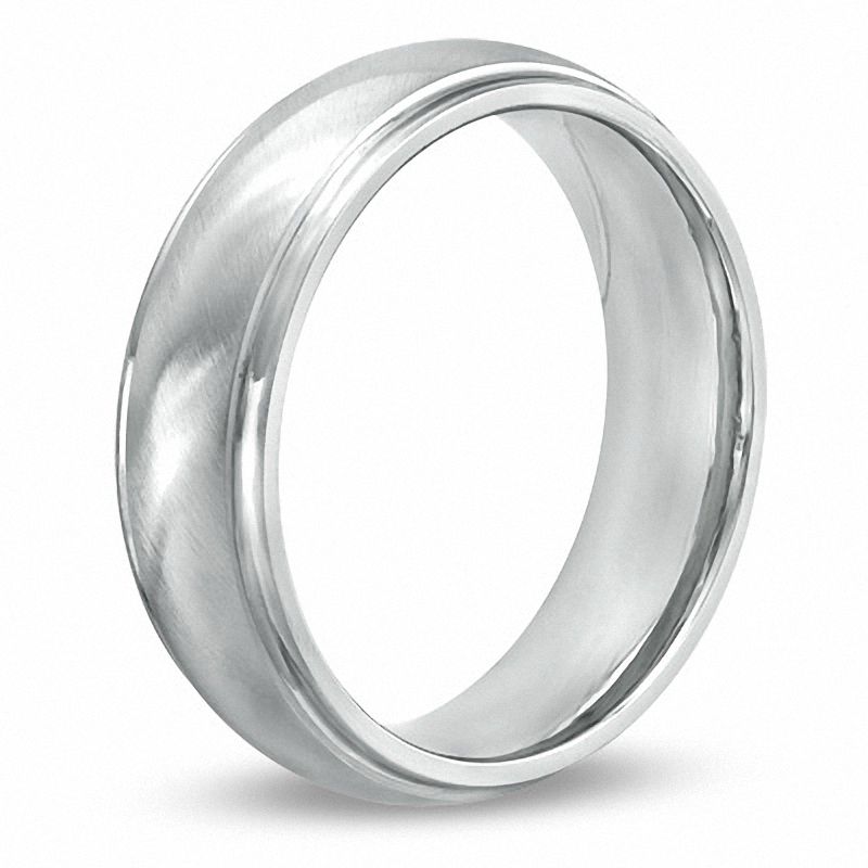 Men's 7.0mm Comfort Fit Angled Satin Finish Cobalt Wedding Band - Size 10