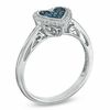 Thumbnail Image 2 of 0.13 CT. T.W. Enhanced Blue and White Diamond Frame Heart-Shaped Ring in Sterling Silver