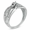 0.19 CT. T.W. Diamond Three Stone Bypass Open Shank Ring in Sterling Silver
