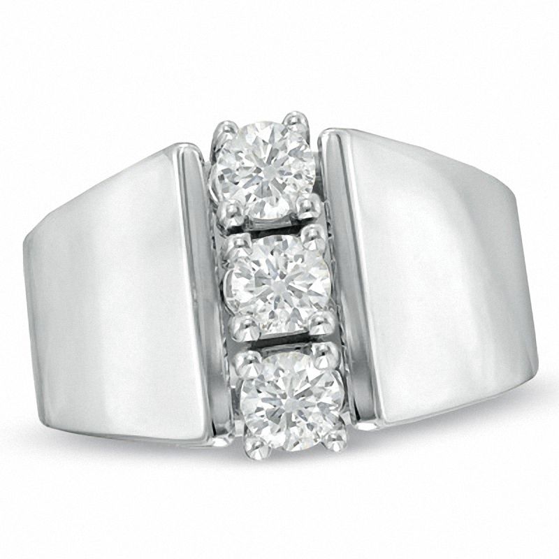 0.50 CT. T.W. Diamond Three Stone Linear Ring in 14K White Gold