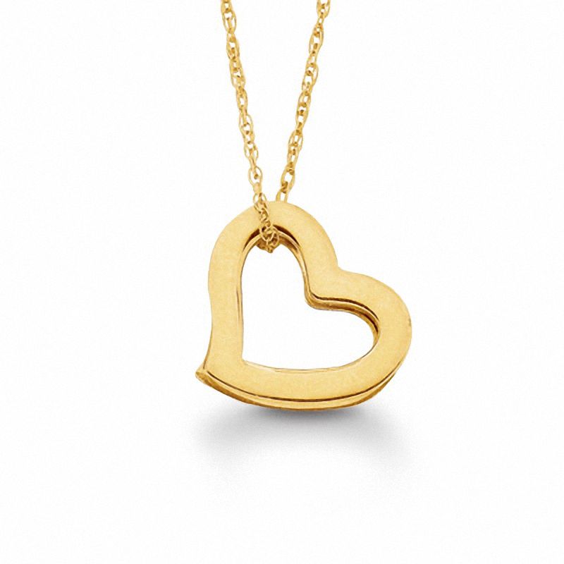 Floating Heart Pendant in 10K Gold