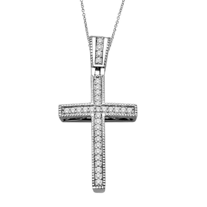 0.10 CT. T.W. Diamond Cross Pendant in Sterling Silver