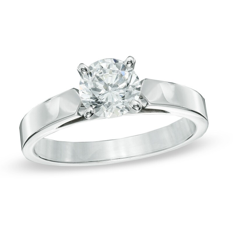 1.50 CT. Certified Diamond Solitaire Crown Royal Engagement Ring in 14K White Gold (J/I2)