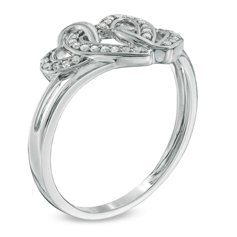 0.10 CT. T.W. Diamond Triple Heart Promise Ring Sterling Silver