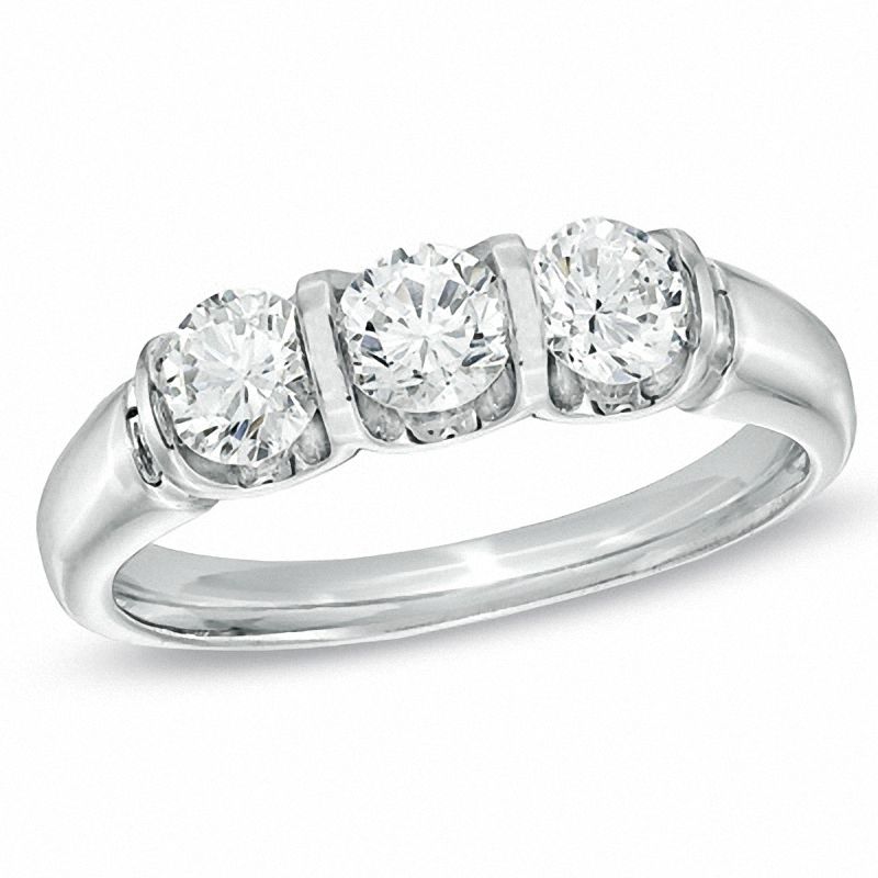 1.00 CT. T.W. Diamond Three Stone Ring in 14K White Gold|Peoples Jewellers