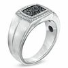 Thumbnail Image 2 of Men's Black Sapphire and 0.14 CT. T.W. Diamond Frame Ring in 10K White Gold