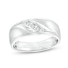 Thumbnail Image 1 of Men's 0.10 CT. T.W. Diamond Three Stone Slant Band in 10K White Gold