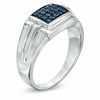 Men's 0.25 CT. T.W. Enhanced Blue Diamond Comfort Fit Ring in Sterling Silver