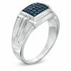 Thumbnail Image 2 of Men's 0.25 CT. T.W. Enhanced Blue Diamond Comfort Fit Ring in Sterling Silver