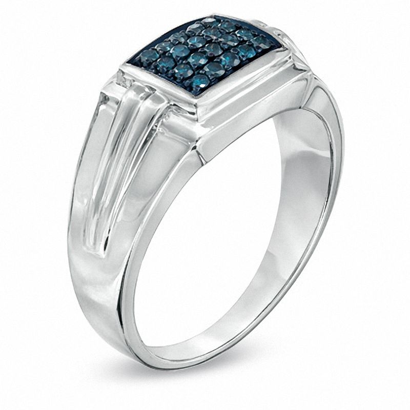 Mens ring blue diamond deals