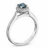 Thumbnail Image 1 of 0.50 CT. T.W. Enhanced Blue and White Diamond Frame Engagement Ring in 14K White Gold