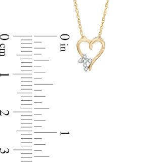 Diamond Accent Heart with Cross Pendant in 10K Gold