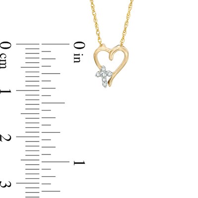 Diamond Accent Heart with Cross Pendant in 10K Gold