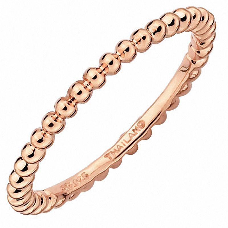 Stackable Expressions™ Beaded Ring in Sterling Silver with 18K Rose Gold Plate|Peoples Jewellers