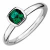 Thumbnail Image 0 of Stackable Expressions™ 5.0mm Cushion-Cut Lab-Created Emerald Ring in Sterling Silver
