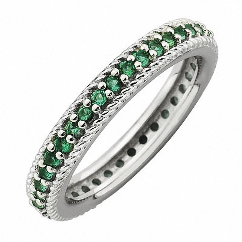 Stackable Expressions™ Lab-Created Emerald Eternity Ring in Sterling Silver