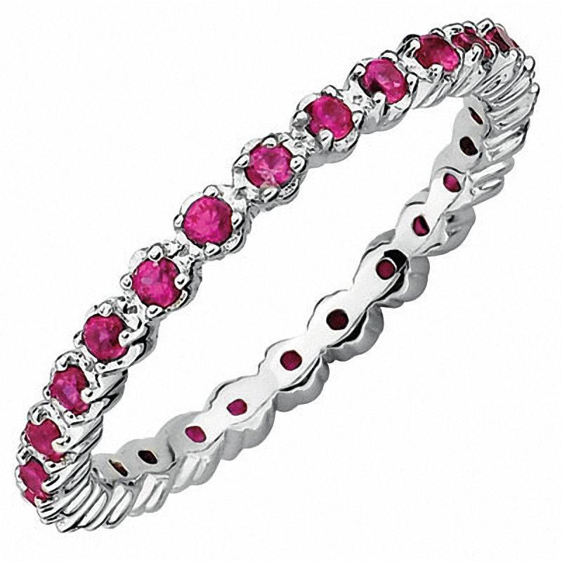 Stackable Expressions™ Lab-Created Ruby Prong-Set Eternity Ring in Sterling Silver
