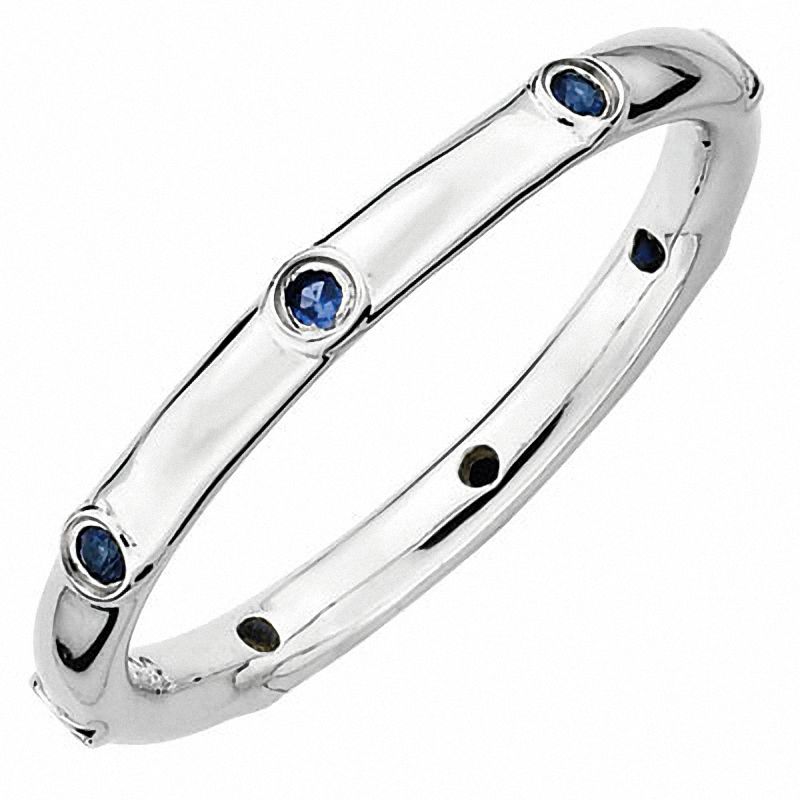 Stackable Expressions™ Lab-Created Blue Sapphire Station Ring in Sterling Silver