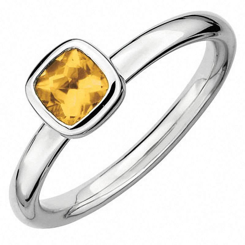 Sterling Silver Stackable Expressions Cushion Citrine Ring Sterling Silver Stackable Expressions Cushion Citrine Ring