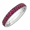 Thumbnail Image 0 of Stackable Expressions™ Lab-Created Ruby Two Row Eternity Ring in Sterling Silver