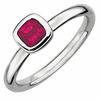 Thumbnail Image 1 of Stackable Expressions™ 5.0mm Cushion-Cut Lab-Created Ruby Ring in Sterling Silver