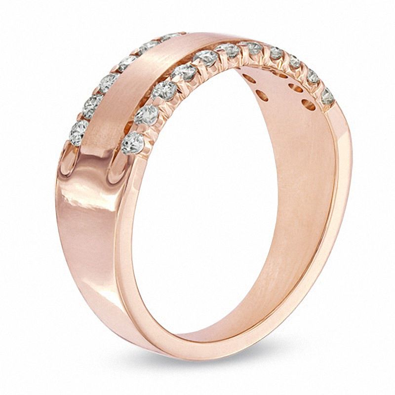 Main Image 2 of 0.50 CT. T.W. Diamond Satin Band in 14K Rose Gold