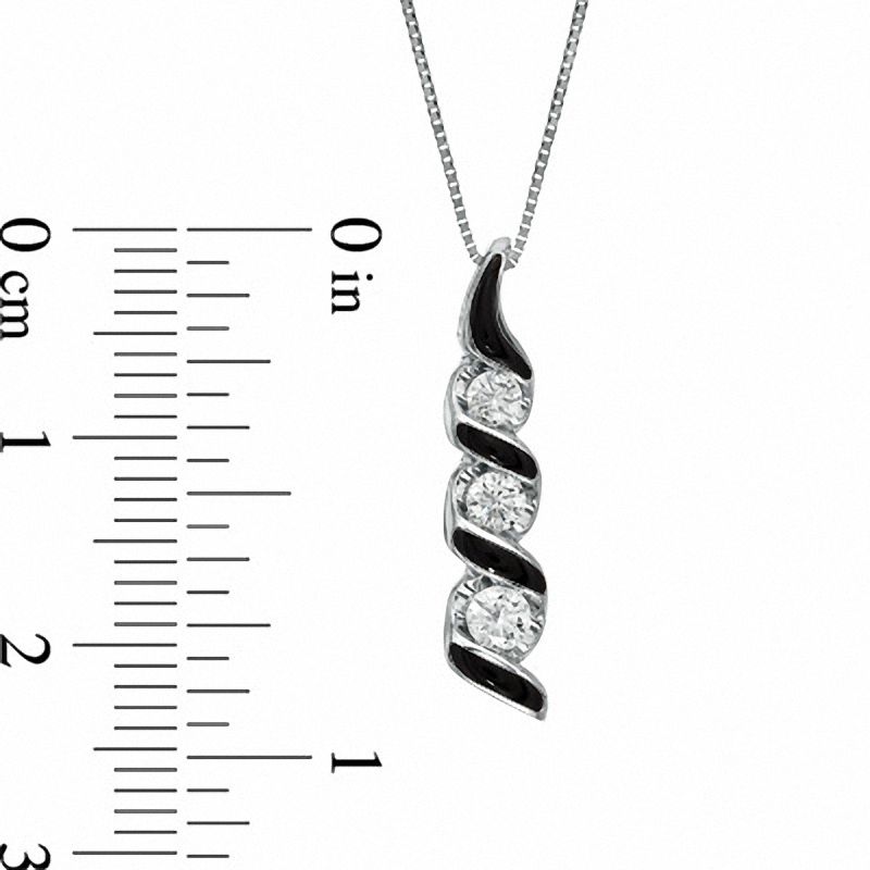 Main Image 2 of Sirena™ Black Eyes  0.25 CT. Diamond Three Stone Pendant in 14K White Gold with Black Enamel