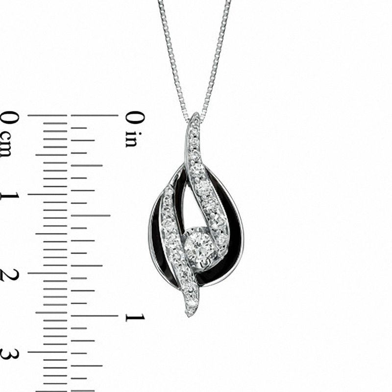 Main Image 2 of Sirena™ Black Eyes 0.60 CT. T.W. Diamond Pendant in 14K White Gold with Black Enamel