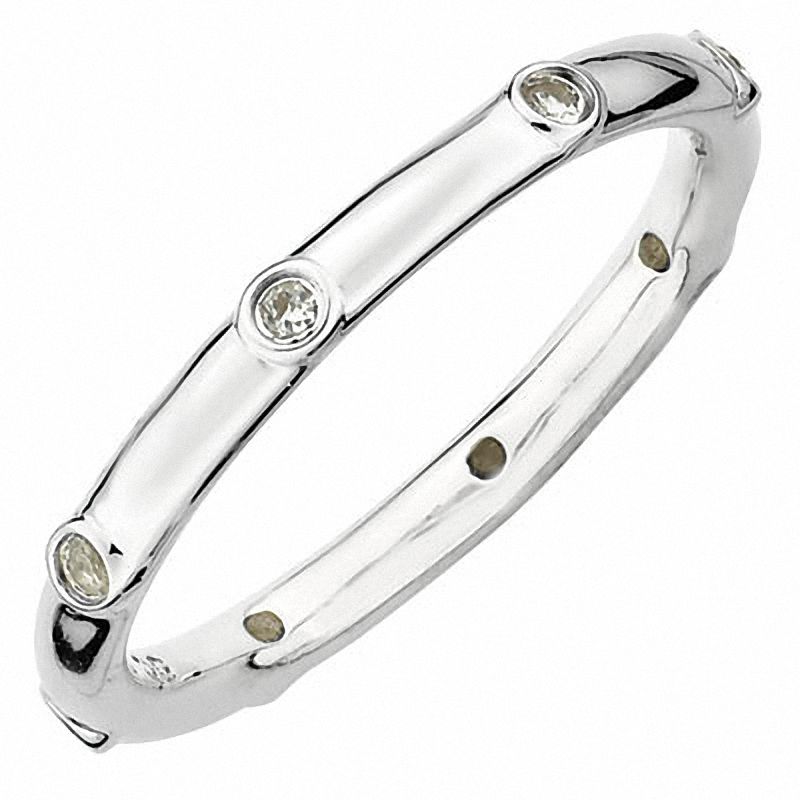 Stackable Expressions™ White Topaz Station Ring in Sterling Silver