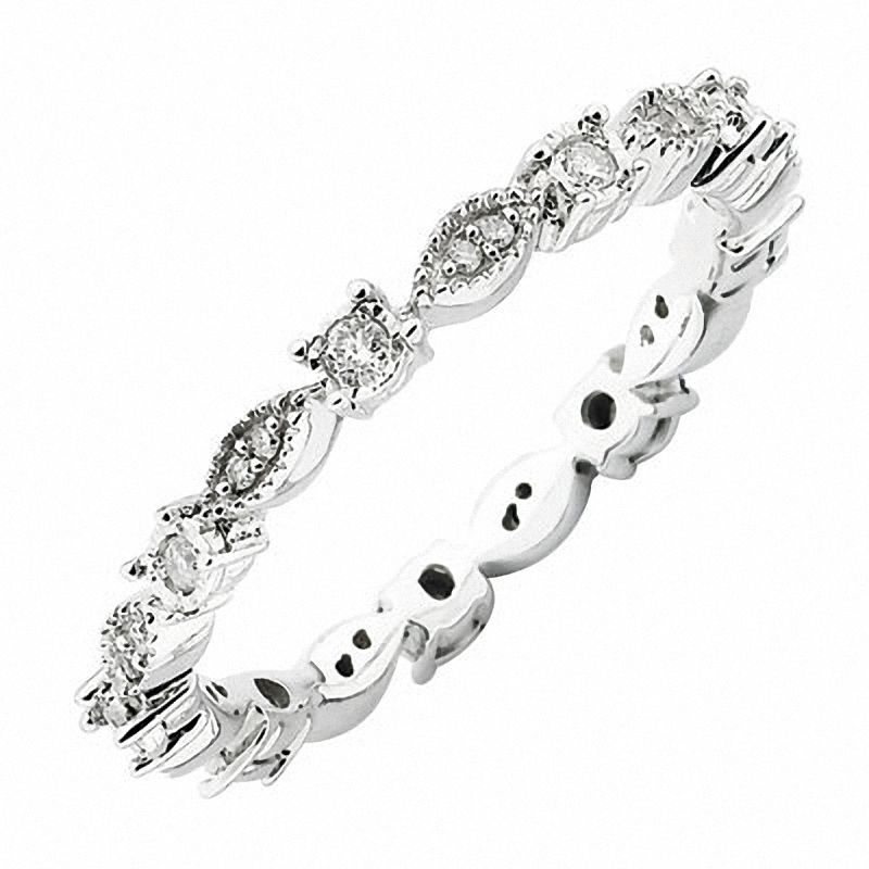 Stackable Expressions™ 0.15 CT. T.W. Diamond Pavé Eternity Ring in Sterling Silver