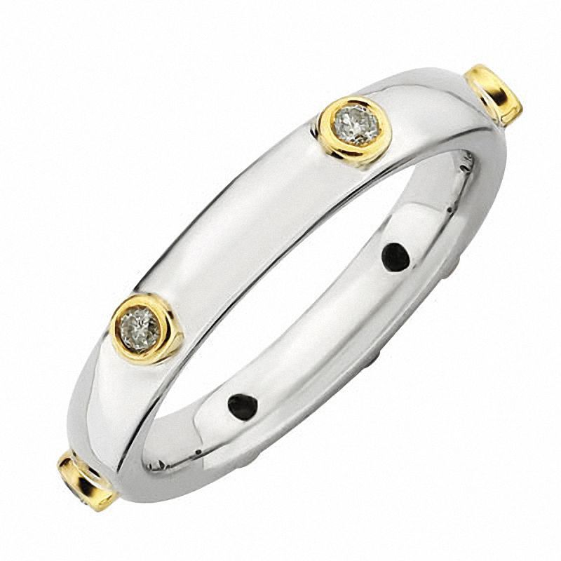 Stackable Expressions™ 0.18 CT. T.W. Diamond Ring in Sterling Silver with 14K Gold Accents