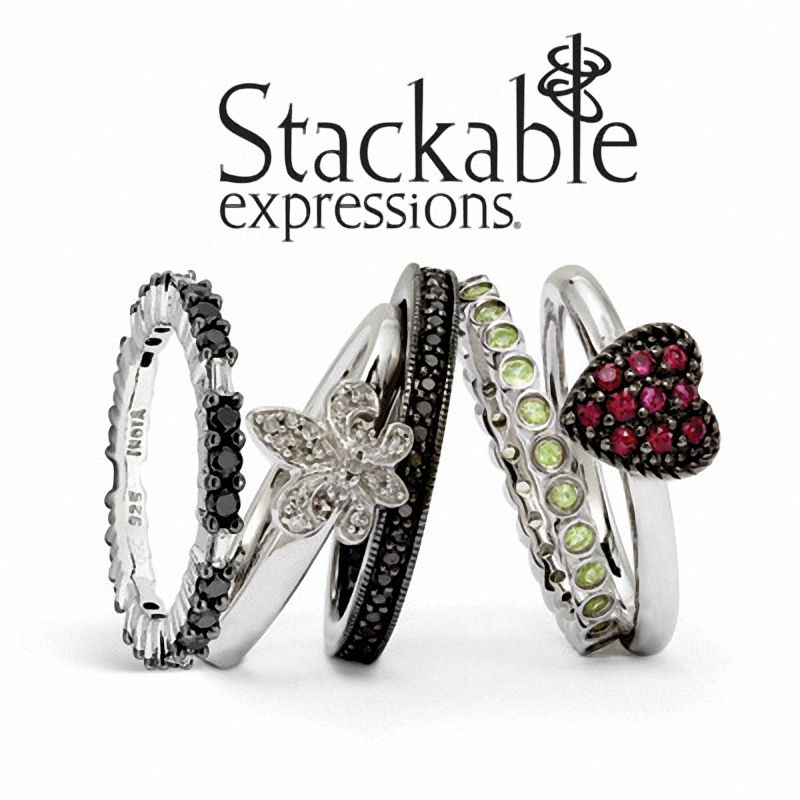 Main Image 2 of Stackable Expressions™ 0.32 CT. T.W. Black Diamond Ring in Black Ruthenium Sterling Silver