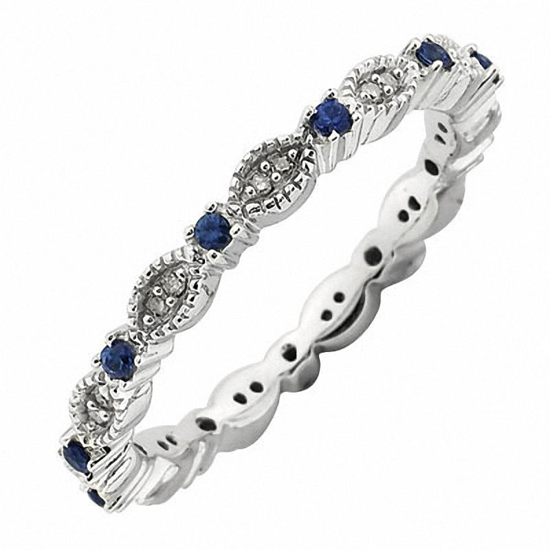 Stackable Expressions™ Blue Sapphire and Diamond Accent Ring in Sterling Silver