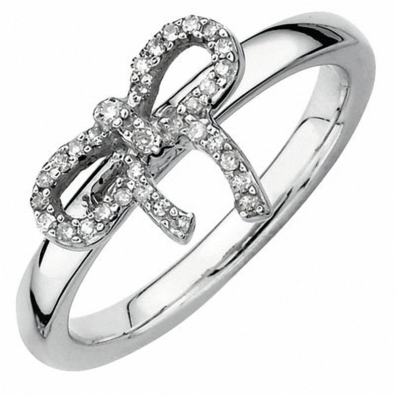 Main Image 1 of Stackable Expressions™ 0.10 CT. T.W. Diamond Bow Ring in Sterling Silver
