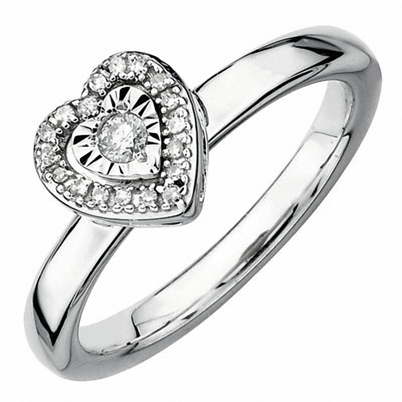 Main Image 1 of Stackable Expressions™ 0.12 CT. T.W. Diamond Heart Ring in Sterling Silver