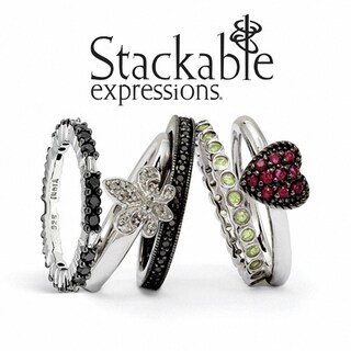 Stackable Expressions™ Diamond Accent Fleur-De-Lis Ring in Sterling Silver
