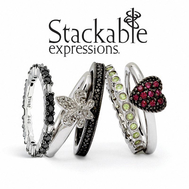 Stackable Expressionsâ¢ Diamond Accent Fleur-De-Lis Ring in Sterling Silver