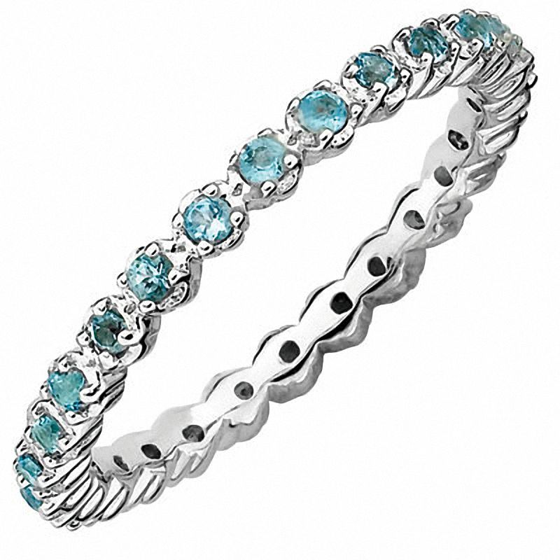 Stackable Expressions™ Blue Topaz Prong-Set Eternity Ring in Sterling Silver
