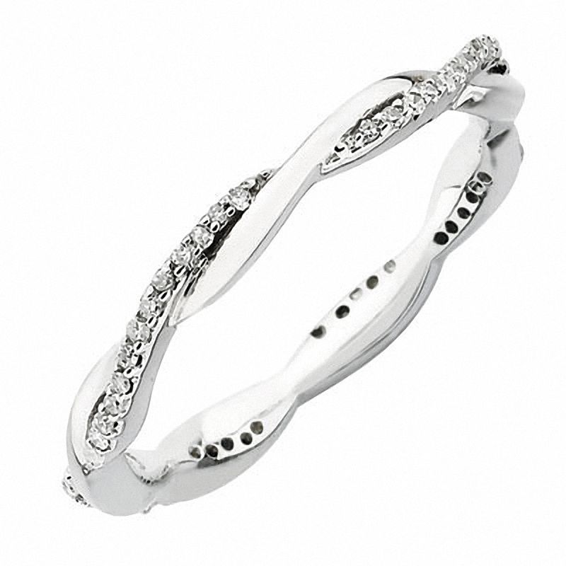 Stackable Expressions™ 0.14 CT. T.W. Diamond Twisted Ring in Sterling Silver