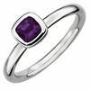 Stackable Expressions™ 5.0mm Cushion-Cut Amethyst Ring in Sterling Silver