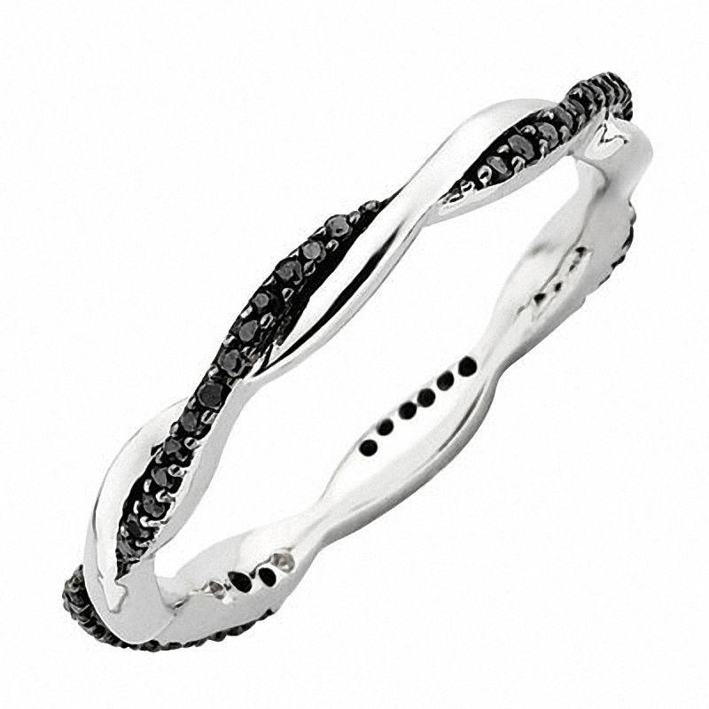 Main Image 1 of Stackable Expressions™ 0.13 CT. T.W. Black Diamond Twisted Ring in Sterling Silver