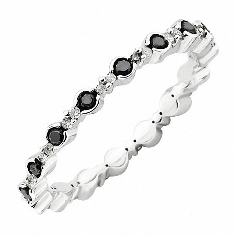 Stackable Expressions™ 0.34 CT. T.W. Enhanced Black and White Diamond Eternity Ring in Sterling Silver