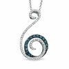 Thumbnail Image 0 of 0.33 CT. T.W. Enhanced Blue and White Diamond Swirl Drop Pendant in Sterling Silver