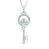 Thumbnail Image 0 of Diamond Accent Claddagh Top Key Pendant in Sterling Silver