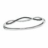 0.50 CT. T.W. Enhanced Black and White Diamond Criss-Cross Bangle in Sterling Silver