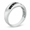 Men's Black Sapphire Five Stone Slant Band in 10K White Gold
