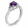 Thumbnail Image 2 of 6.0mm Cushion-Cut Amethyst and Diamond Accent Pendant and Ring Set in Sterling Silver - Size 7
