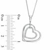 Thumbnail Image 1 of 0.09 CT. T.W. Diamond Double Heart Outline Pendant in Sterling Silver