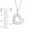 0.09 CT. T.W. Diamond Double Heart Outline Pendant in Sterling Silver