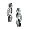 Thumbnail Image 0 of 0.09 CT. T.W. Enhanced Black and White Diamond Loose Braid Hoop Earrings in Sterling Silver